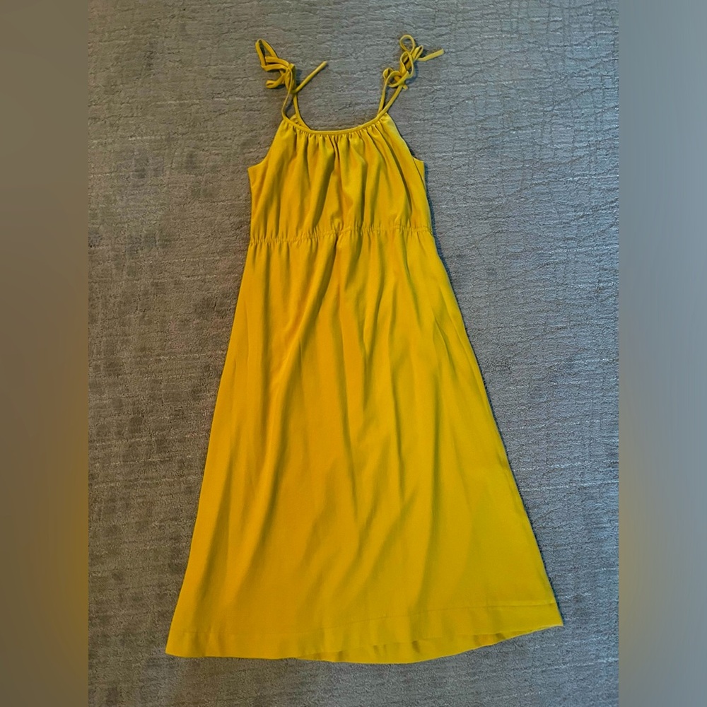 Theory Mustard Yellow shoulder tie dress